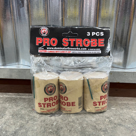 Three cans of Pro Strobe on a concrete floor with packaging.