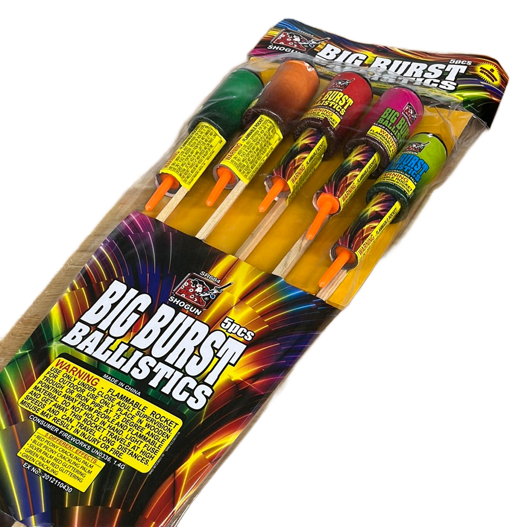 Fireball Shell Rockets Big Burst Ballistics Rocket - 5 pack – Five Star Fireworks LLC